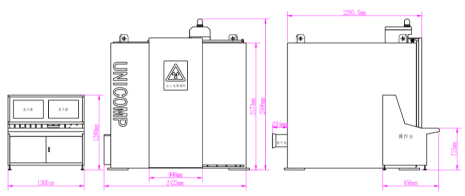 Системы шкафа 450КВ наивысшей мощности кс Рэй выдвинули проникание 60мм железное