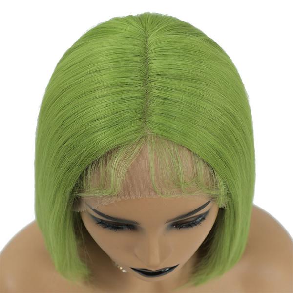 100% Human Hair Brazilian HD Lace Frontal 8A 10A 12A Short Green Bob Wig with Swiss Lace