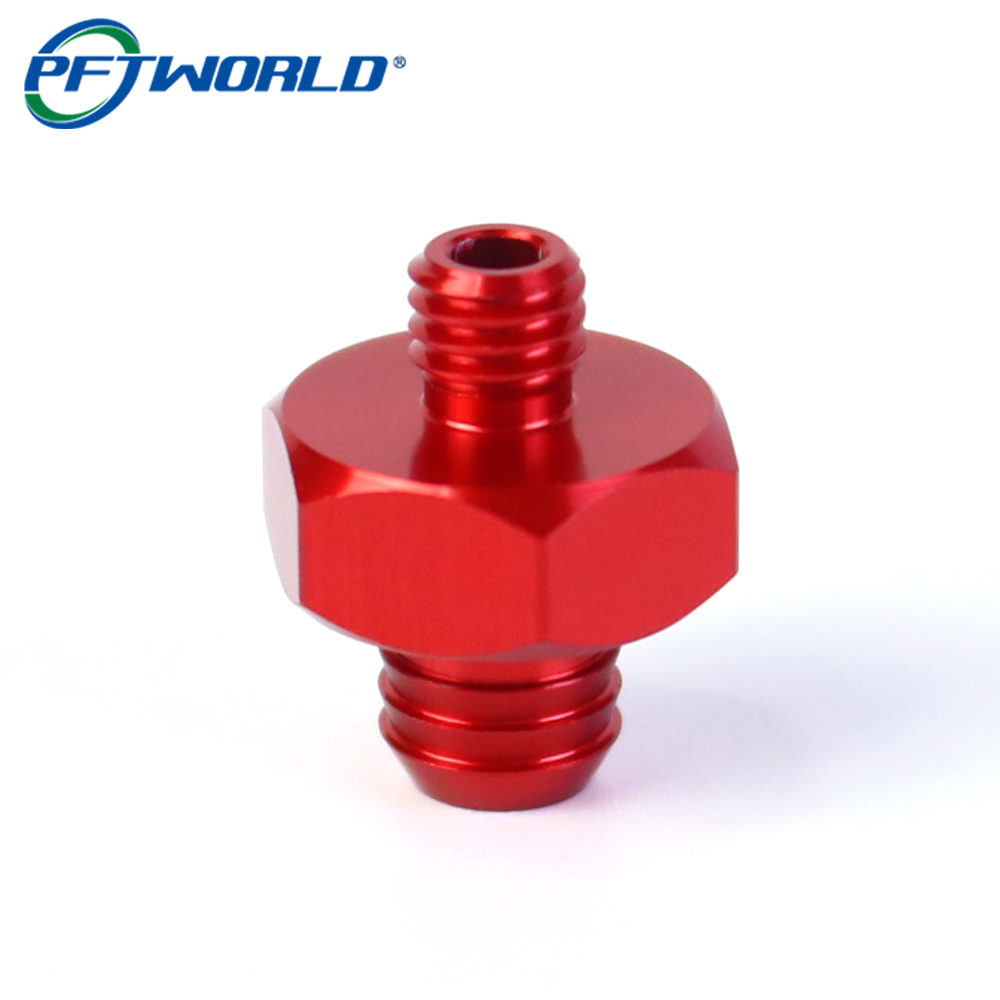 CNC Turned Aluminum Adapter Fittings With Red Anodizing