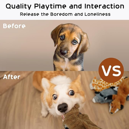 Double Layer Reinforced Fabric Durable Cute No Stuffing Chewtle Plush Squeaky Dog Toys