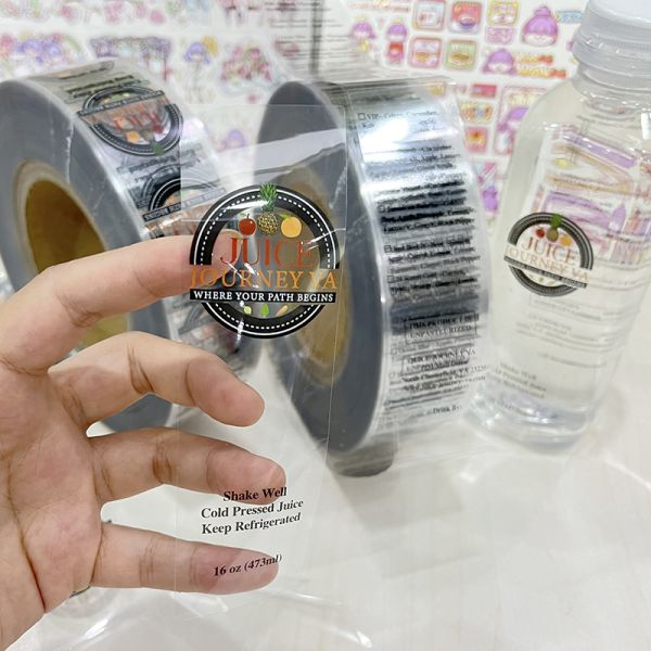 Custom Personalized Transparent Water Label Roll Sticker Self-adhesion Clear Water Juice Bottle Packaging Label Sticker