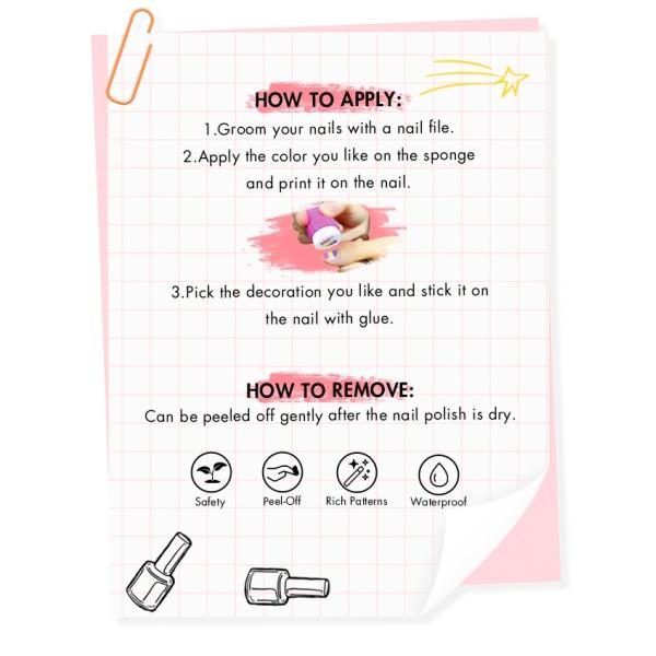 Customizable Sleek DIY Nail Art Kit Kids Nail Set Peel Off Non Toxic
