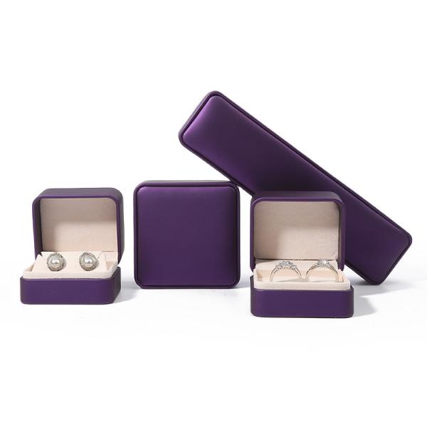 Premium Square Purple Pu Leather Jewelry Box for Jewelry Set