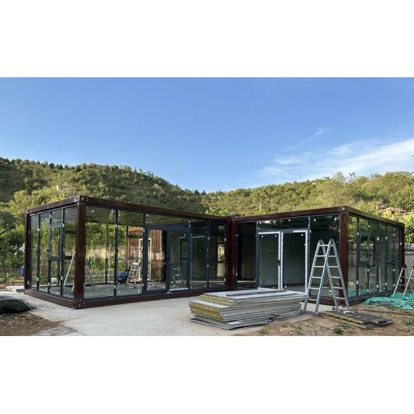 Glass Door Steel Creative Container Mobile Living Flat Pack Container