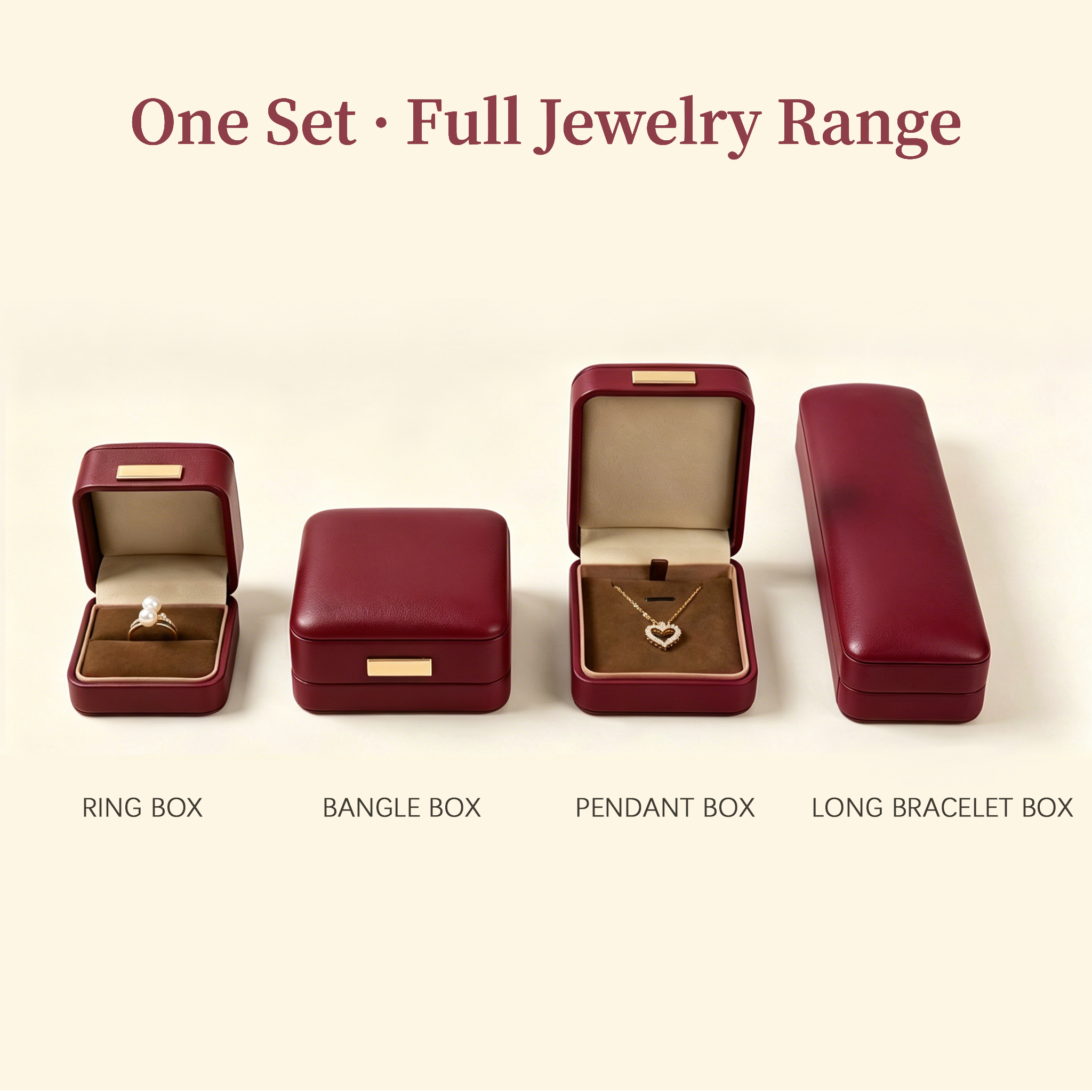 Premium Faux Leather Jewelry Case Velvet Lining For Ring Bracelet Long Chain