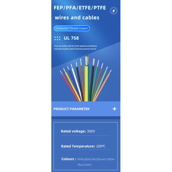 Изолированный провод UL758 600V/250C AWM1570 20AWG PTFE FEP для света генератора мотора