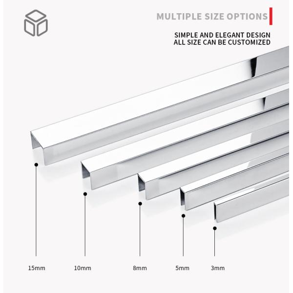 Edge Mirrors Stainless Steel Trim Modern U Shaped Tile Trim 0.24mm - 1mm Thickness