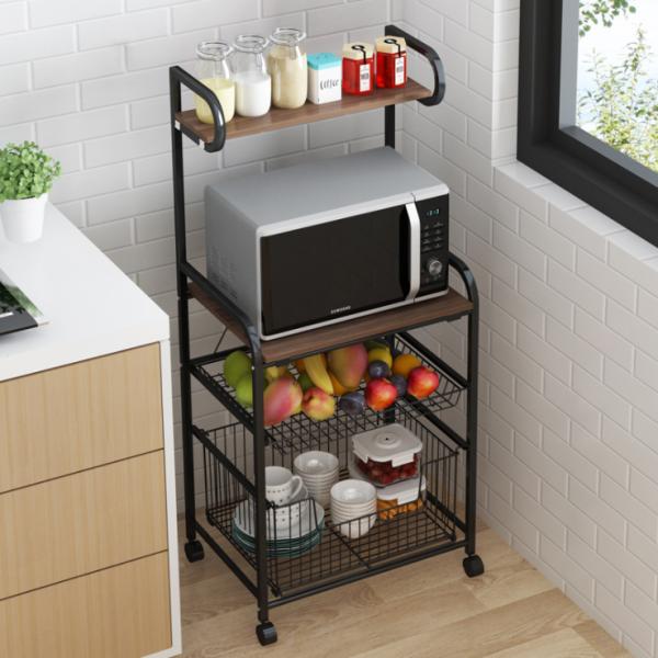 Household Kitchen Living Room Floor Rack Removable Three-Story Rectangular Storage Rack