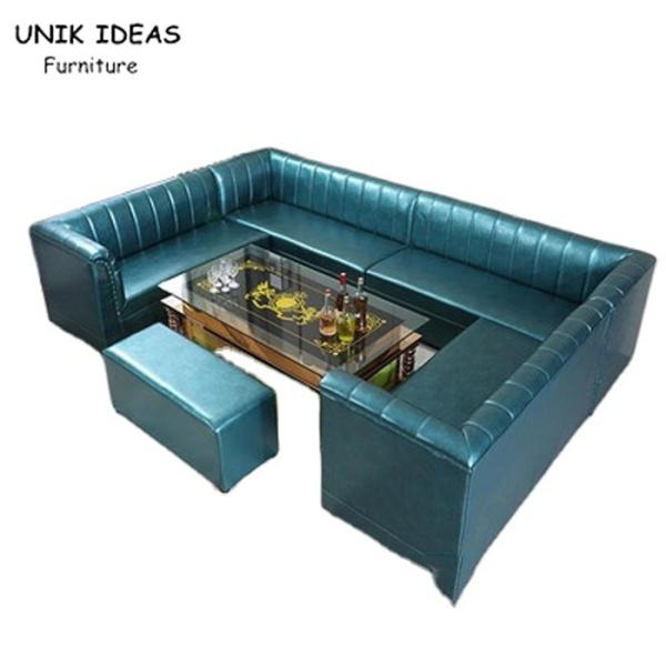 O falso de 3 partes cobre sofá secional em forma de u com Chaise Blue Round Corner