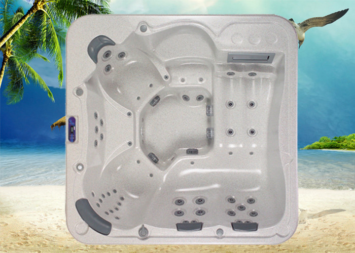 Square acrylic outdoor whirlpool massage bathtub with 6 seats and 1800L water capacity