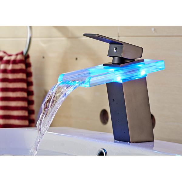 ROVATE LED Light Bathroom Basin Faucet 3 Colors Change Cold And Hot Water