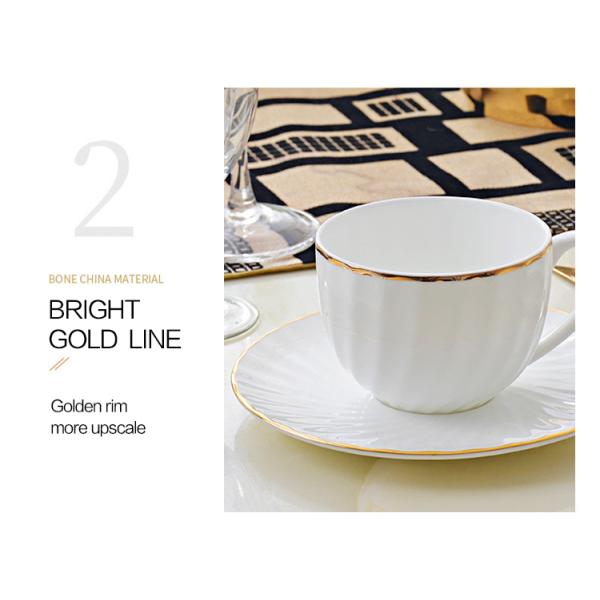 Gold line White Bone china embossed tableware Wedding Ceramic charger plate Dinner plate dish bowl mug coffee cup freely