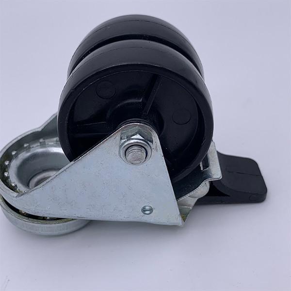 2'' Black Swivel Double Roller Nylon Castor Wheels Twin Wheel Caster With Brake