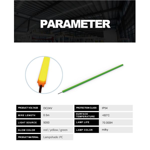 Voyant lumineux d'équipement 400lm CC 24V tricolore pour systèmes d'automatisation industrielle 1750mm