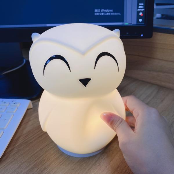 Logotipo personalizado Silicone Dimmable Color Changing Owl Night Lamp para Baby Gift Home Decor