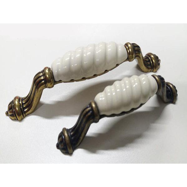 Brass Plated Ceramic Handles And Knobs 128mm Elegance Style porcelain Furniture Fittings