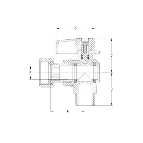 Vávula de bola de cobre amarillo del gas de AV1007-MF M1/2 hembra rotatoria del varón x de la nuez PTFE de” x F3/4”