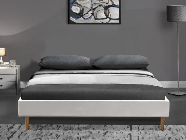 Contemporary King Upholstered Platform Bed King Assemble PU Leather 140x190Cm