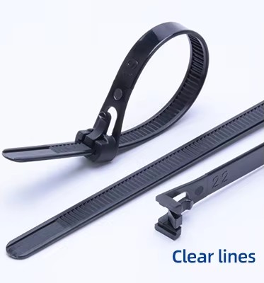 Reusable 200mm  Black Self-locking Nylon 66 Zip Tie Wrap Plastic Wire Binding Straps Cable Ties