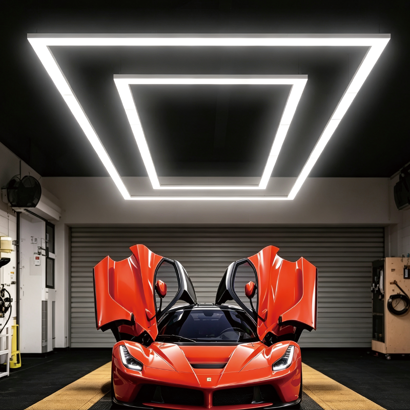 340W LED Hexagonal Light Connectable Modular Honeycomb Panels Ceiling Lighting System Designed for Garage Gym Workshop and Office