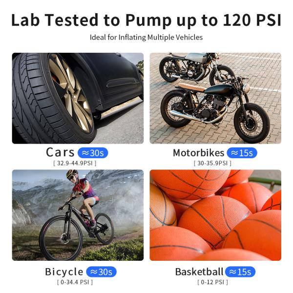 12V Black/White Rechargeable Mini Car Air Pump Cordless Mechanical Tire Inflator