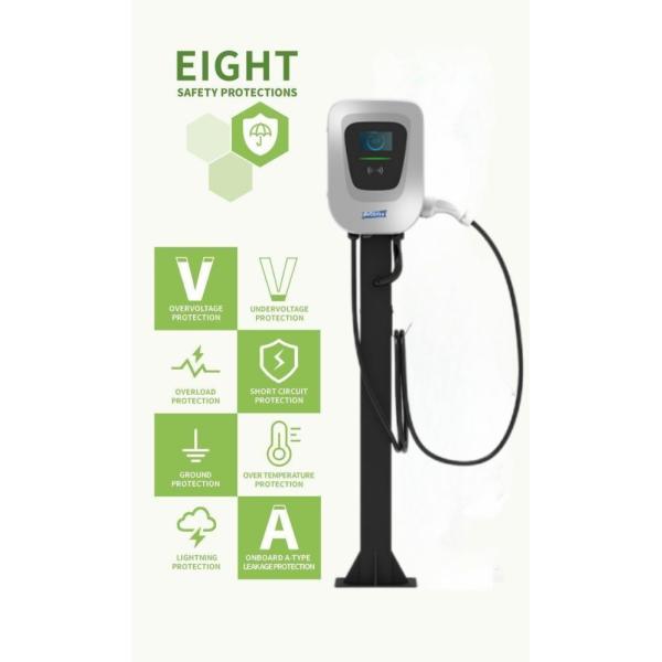 Three 3 Phase 22kw Ev Charger Wall Mount Home Ac Gbt Type 1 Type 2 Car With Rfid Card
