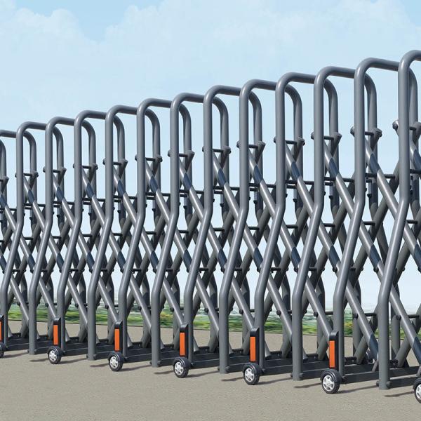 Electric Motorized Retractable Fence Gate Accordion Doors Stainless Steel Exterior