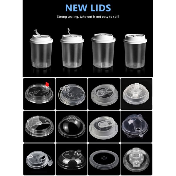 Logo Printed Plastic Fat 700ml Hard PP Milk Tea Boba Tea Cups With Lids