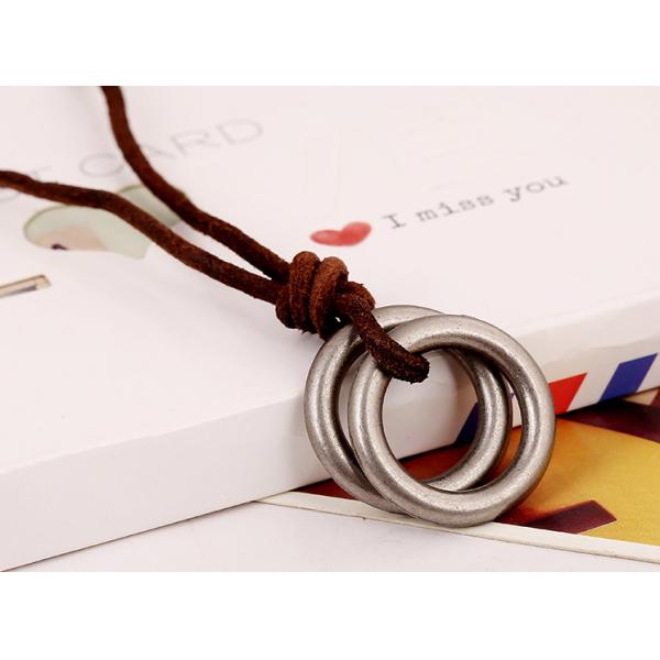 Double circle head layer cowhide necklace restoring ancient ways Leather necklace