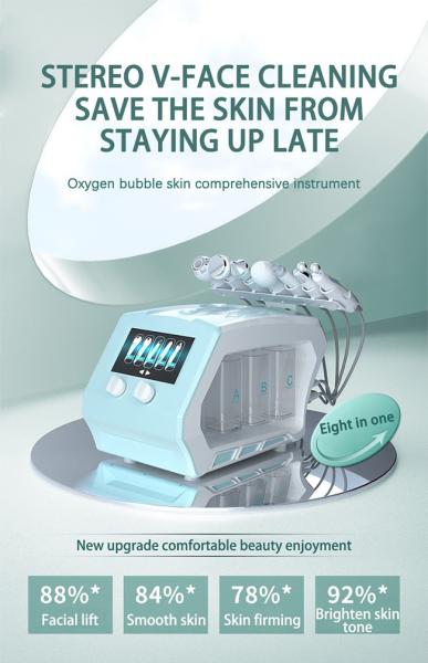 Multifunctional 8 In 1 Hydrafacial Oxygen Bubble Facial Beauty Machine 200w