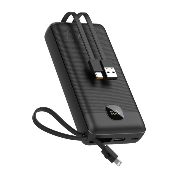 20000mAh Portable Power Bank 22.5W Digital Display USB Input 3 Cables