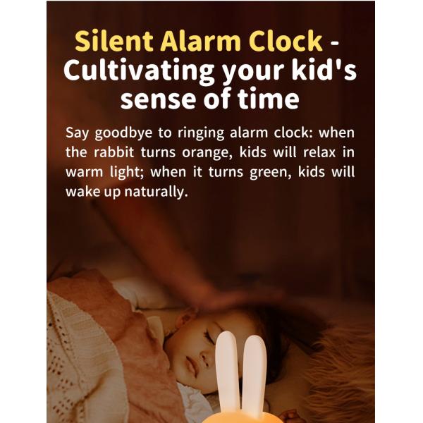 Lâmpada de mesa de silicone com alarme de luz noturna com ecrã LED digital e sono