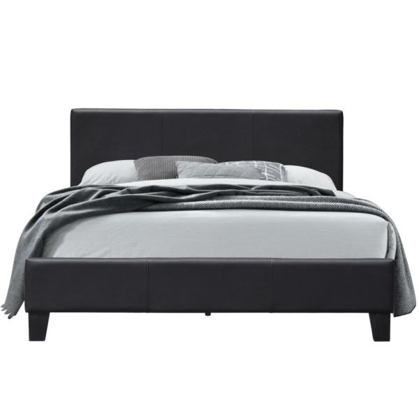 BSCI Black Faux Leather Upholstered Platform Bed With Headboard