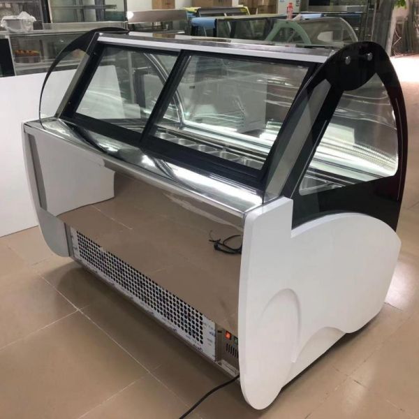 16 Pans Countertop Gelato Freezer Ice Cream Showcase With LED Light