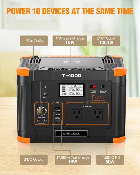 carregamento rápido super de acampamento da bateria portátil da central elétrica 1000w LiFePO4
