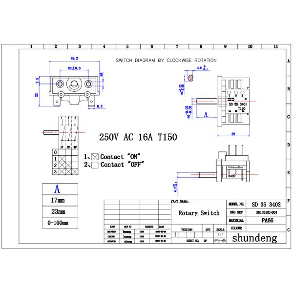 Home appliance switch SHUNDENG SD-3S-3402 Rotary switches   room heater Three gears switch OVEN SWITCH  Switch gear