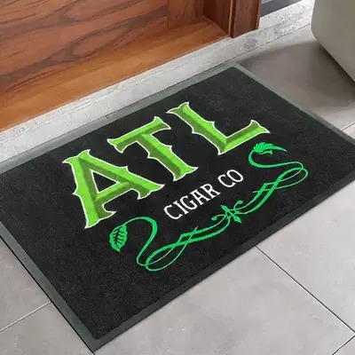 Heavy Duty Printed Logo Anti Slip Door Mat Nylon Cut Pile Dirt Remove