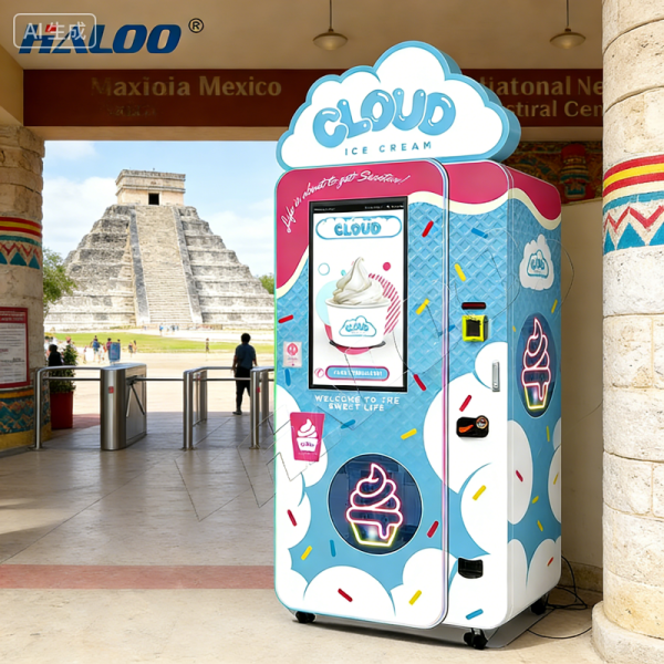 Haloo ice cream vending machines with top light box and worm gear reducer, Embraco 1.5P compressor imported from Brazil
