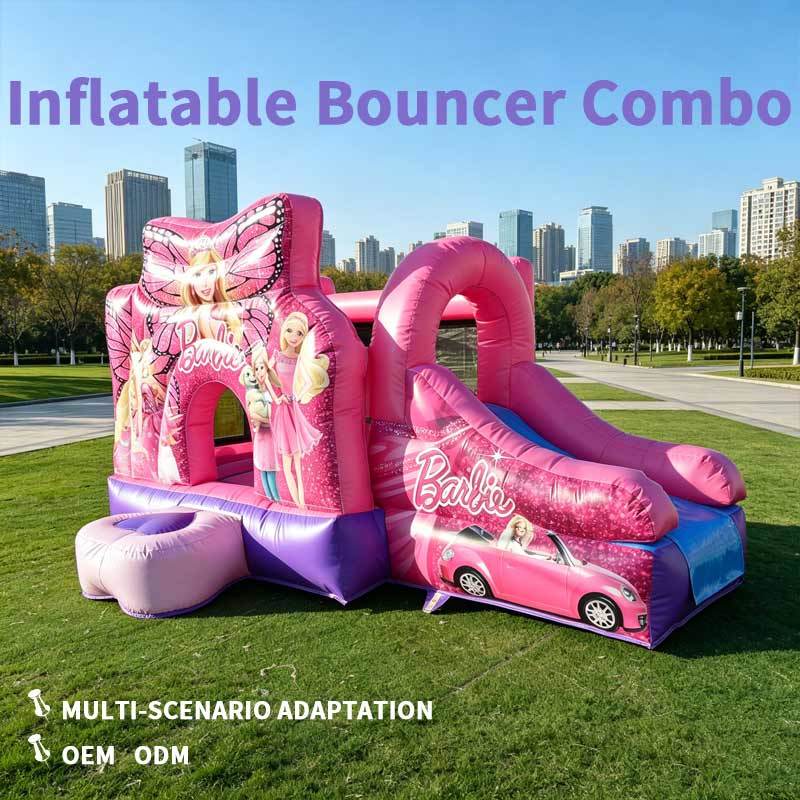 Commercial Grade Pink Princess Bouncy Castle with Slide Fashion Doll Theme Inflatable Bouncer Combo for Party Rental