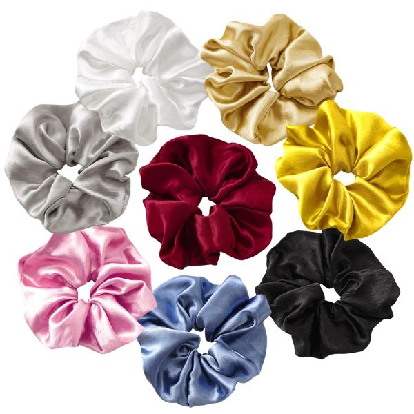 60 Pack Oversize 3.5cm Satin Silk Scrunchies Luxury Plain Dyed