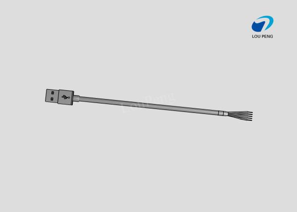 USB Cable Assemblies, USB 4-Position Plug, AM to Tin sealing wire, Single-Ended, Standard, 28AWG Wire Size, Black