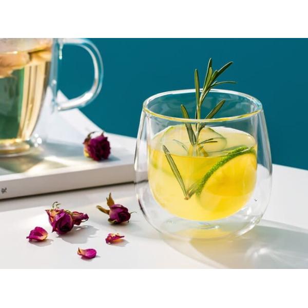 Double Wall 9oz Hand Blown Glass Tumbler 270ml Clear Insulated Coffee Cups