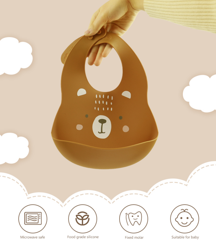 OEM Baby Feeding Bib - One Piece In A Polybag для младенцев и младенцев, кормящих силиконовую коробку