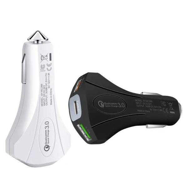 7A 3 USB CAR CHARGER  QC3.0 TYPE-C+ USB Universal Compatible USB CAR CHARGER for all electronics cheap price