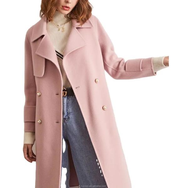                  Wool Blend Peacoat Double-Breasted High Quality Trench Coat Women Long Coats for Ladies             