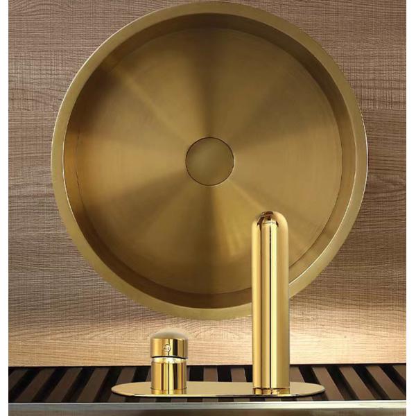 Stainless Steel 304 Stainless Vessel Sinks , Gold Bathroom Sink Bowl For Cabinet Lavatory