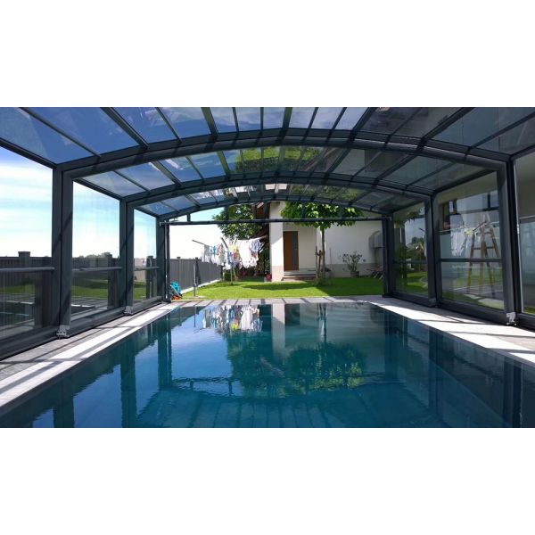 Customizable Electric Motorized Retractable Sunroom with Laminated Tempered Glass Roof for Outdoor Spaces