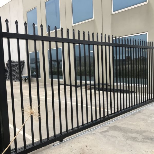 Powder Coated Black Wrought Iron Fence Point / Spear Top Security Fencing