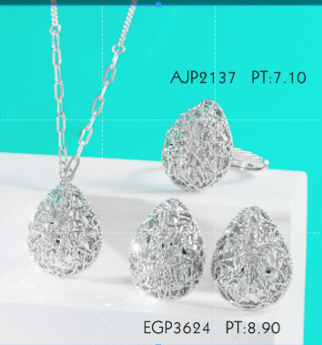 Christmas present gift water droplet shape necklace & rings & earrings for women