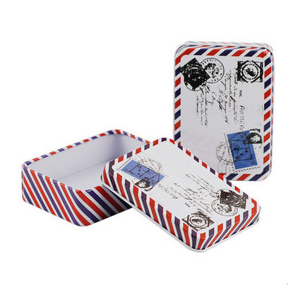 Small Rectangle Chrsitmas Mailing Gift Tin Box With Customized Logo Print